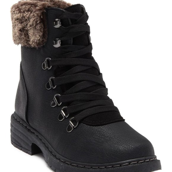 Wanted Nordstrom Denali Boots Faux Fur Lace Up Booties Black Size 8.5 NEW - Picture 1 of 7